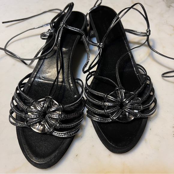 Robert Clergerie Paris Strappy Sandal 1 3/4” Heel Size 10.5B Metallic Blk/Gray - Picture 4 of 13